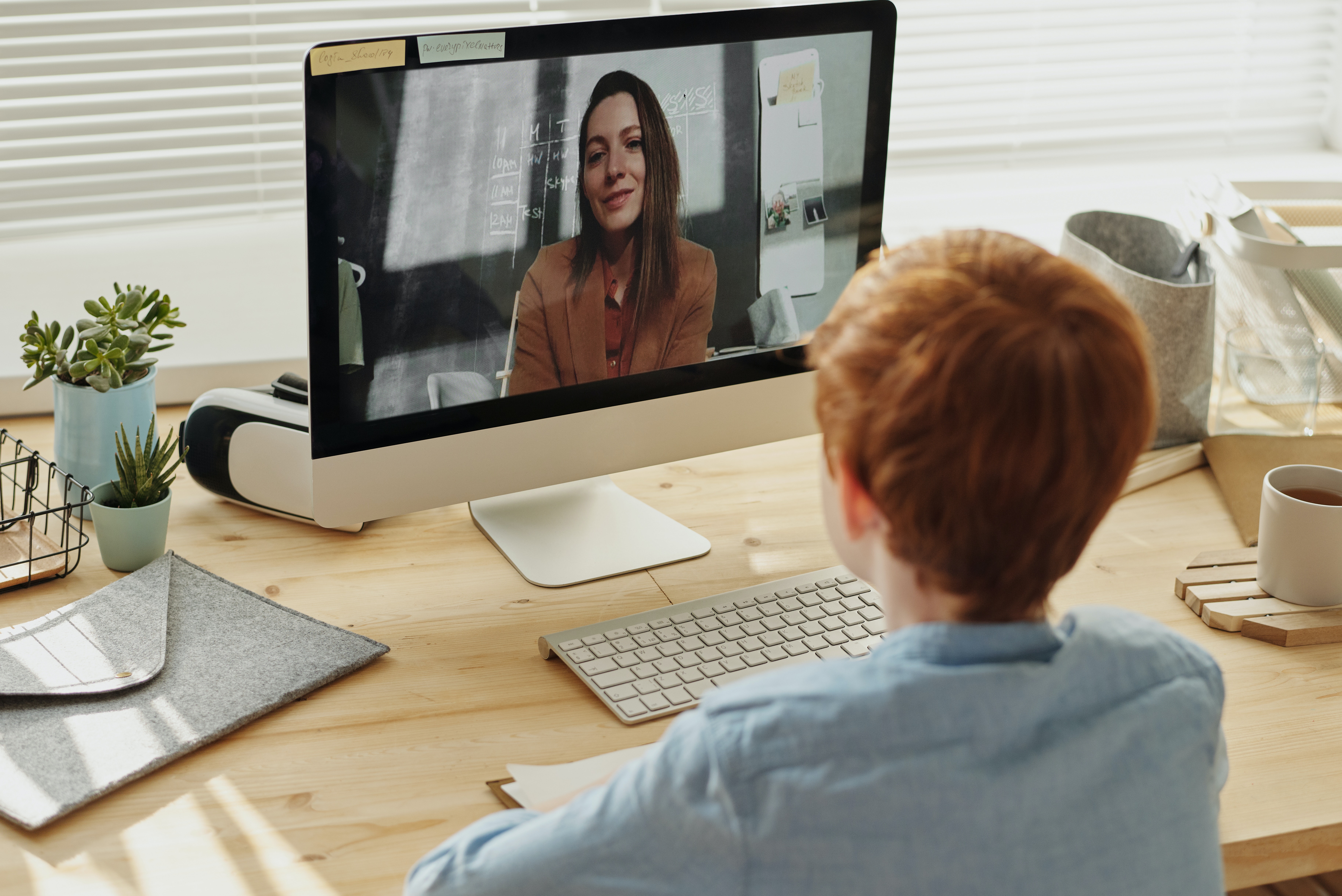 A student attending an online tutoring session